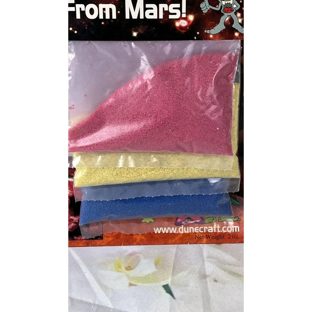 SPACE SAND by Dune Craft TriColor NEW In Package 2004 Vintage Blue Yellow Red